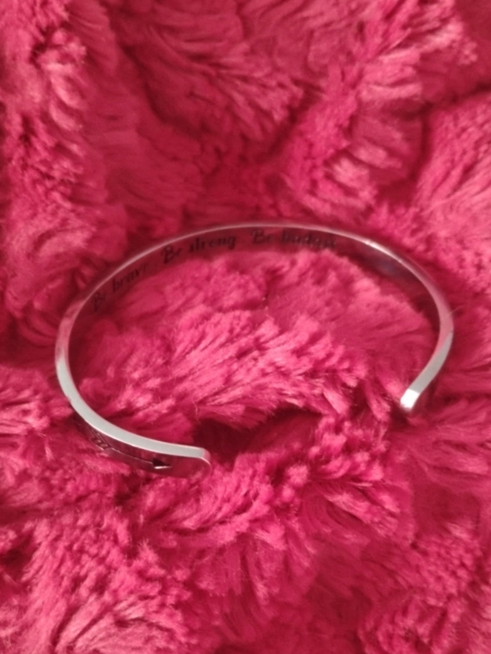 Silver Inspirational Cuff Open  Bangle Bracelet - Be Brave Be Strong Be Badass